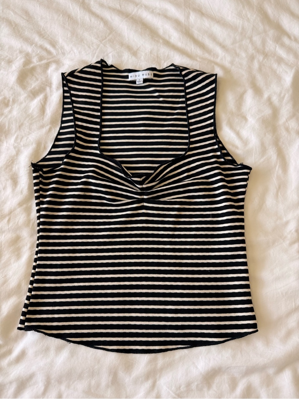Midi Muse Black & White Striped Twist-Front Tank